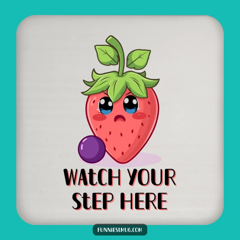 Funny Strawberry Slip Drink Coaster: Protect Surfaces From Funny Falls!