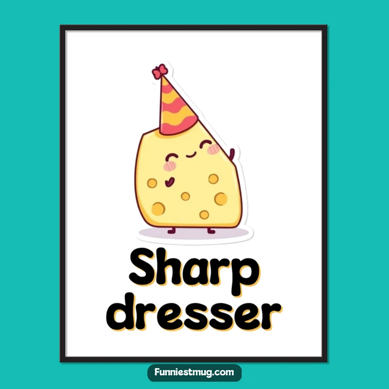 Funny Cheese Hat Poster: Hilarious Party Art for Foodie Spaces