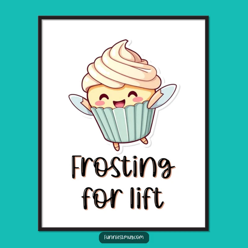 Funny Flying Cupcake Poster: Decorate with Sweet and Comical Dessert Art