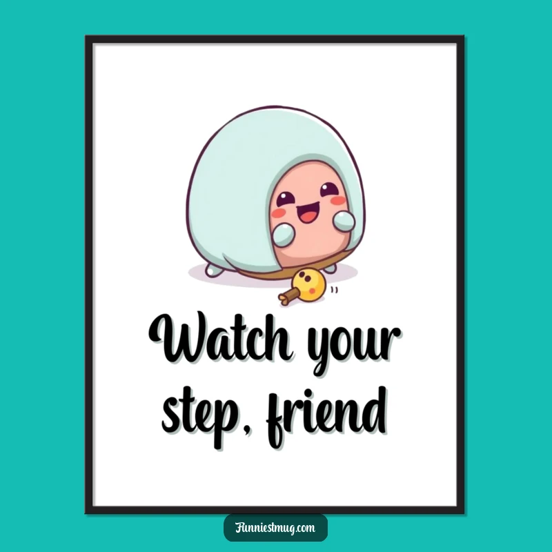 Funny Kawaii Slipper Tripping Poster: Hilarious Wall Art for Comical Homes