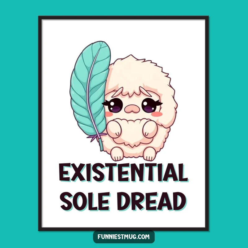 Funny Slipper Poster: Bewildered Fluffy Character Art for a Humorous Home