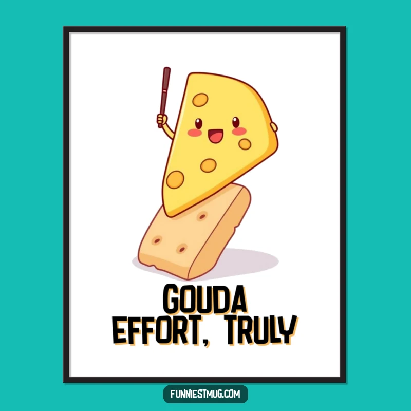 Funny Cheese Pole Vault Poster - Witty Wall Art for Kitchens and Bars