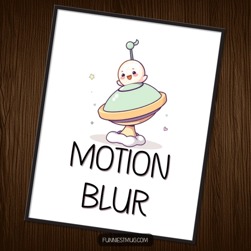 Funny Small Blob Poster print of the character's hilarious struggle on a spinning top, adding a dynamic and funny touch to decor.