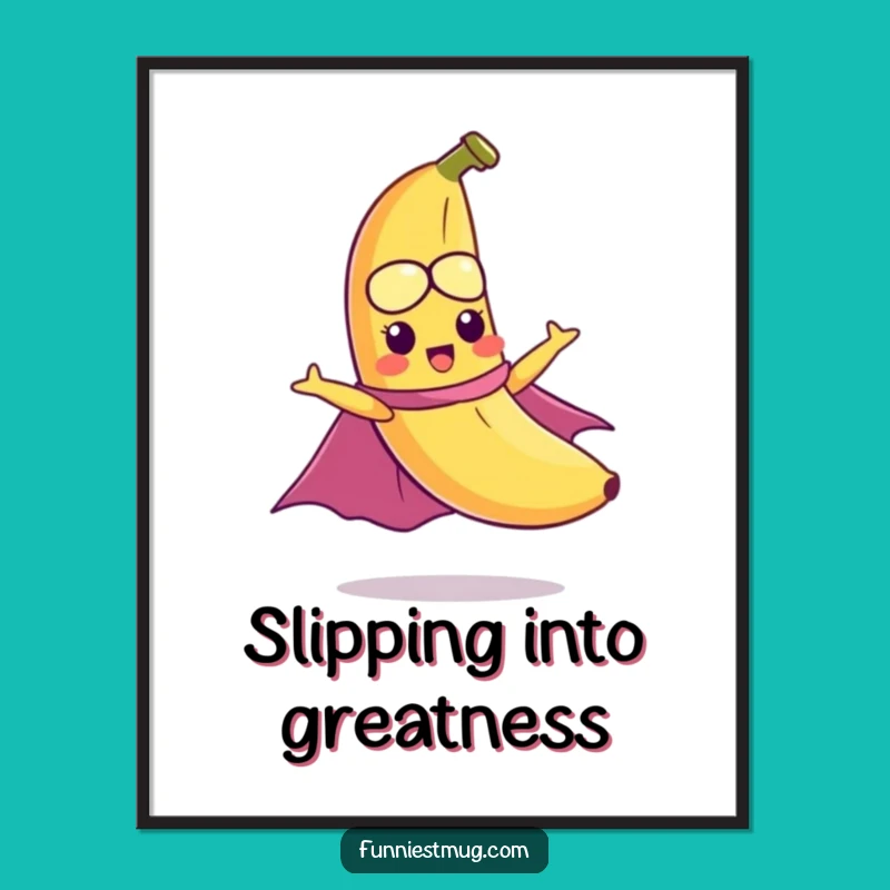 Funny Flying Banana Poster: Mischievous Hero Wall Art Gift