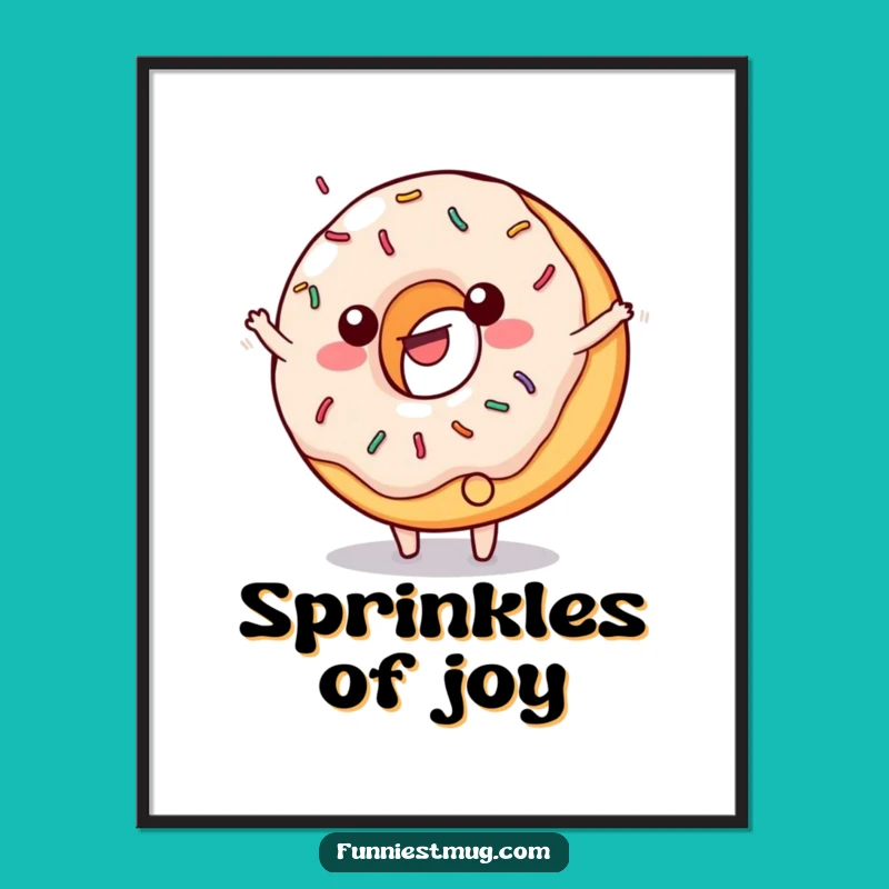 Funny Donut Cartwheel Poster - Sprinkled Character Art for Sweet Spaces
