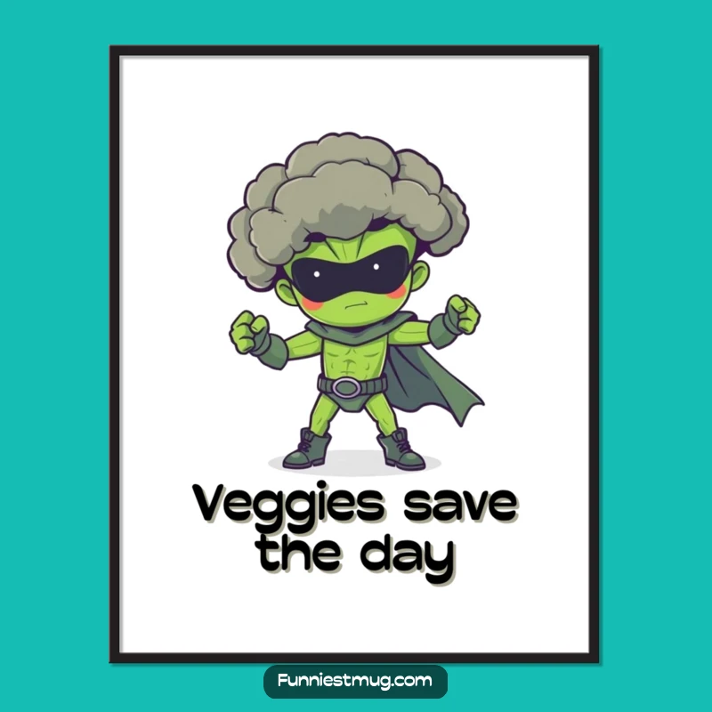 Funny Broccoli Superhero Poster: Bold Veggie Art for Your Wall