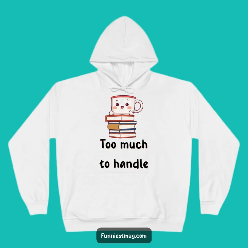 Cozy Funny Kawaii Coffee Mug Hoodie - Hilarious Book Balancing Edition