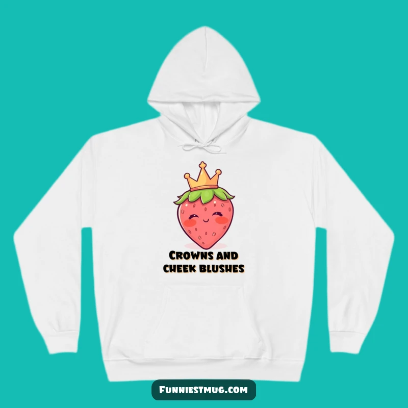 Funny Blushing Strawberry Crown Wink Hoodie - Cozy Royal & Humorous Apparel