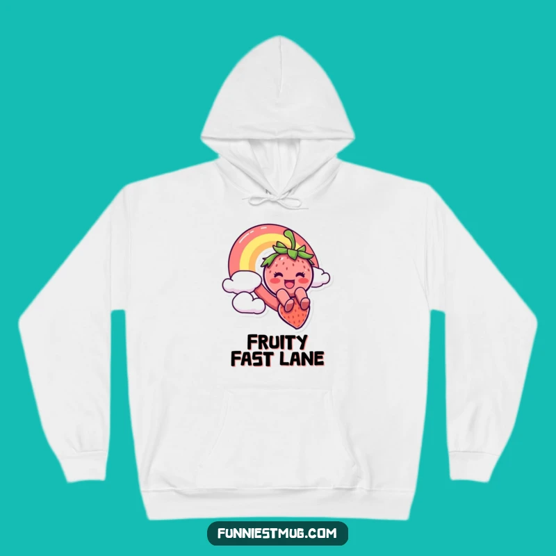 Funny Strawberry Rainbow Slide Hoodie - Cozy & Hilarious Cartoon Comfort!