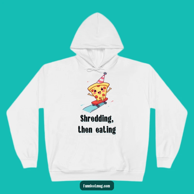 Funny Pizza Skater Hoodie: Cheerful Slice Party Hat Warmth and Laughs