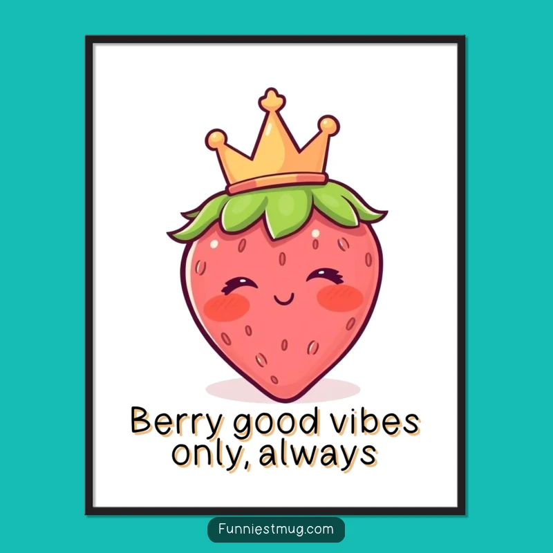 Free Printable Wall Art: Royal Strawberry Wink Cute Funny Downloadable Decor