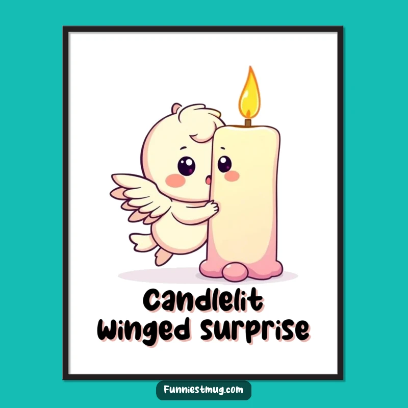Free Printable Wall Art: Winged Character & Candle - Funny Downloadable Art for a Magical Space