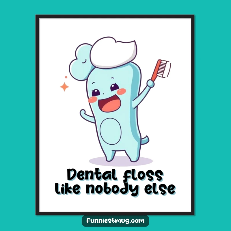 Free Printable Kawaii Toothbrush Cloud Wall Art - Funny Downloadable Decor Gift