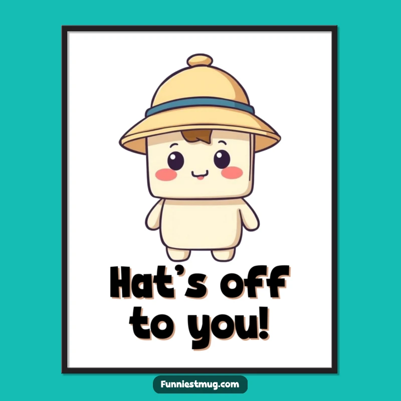 Free Printable Wall Art: Blocky Character & Giant Hat - Funny Downloadable Art for a Playful Space