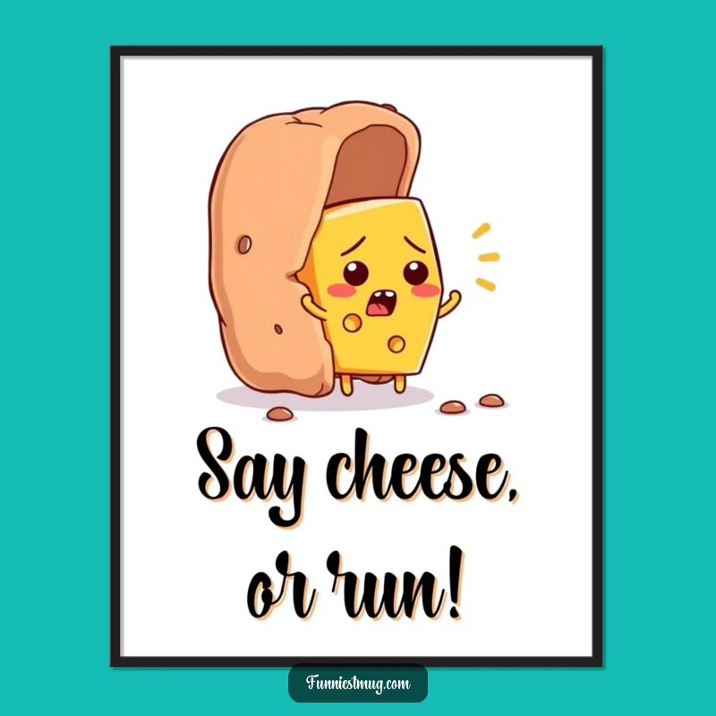 Funny Free Printable Wall Art: Cheese Escaping Cracker, Hilarious Downloadable Decor