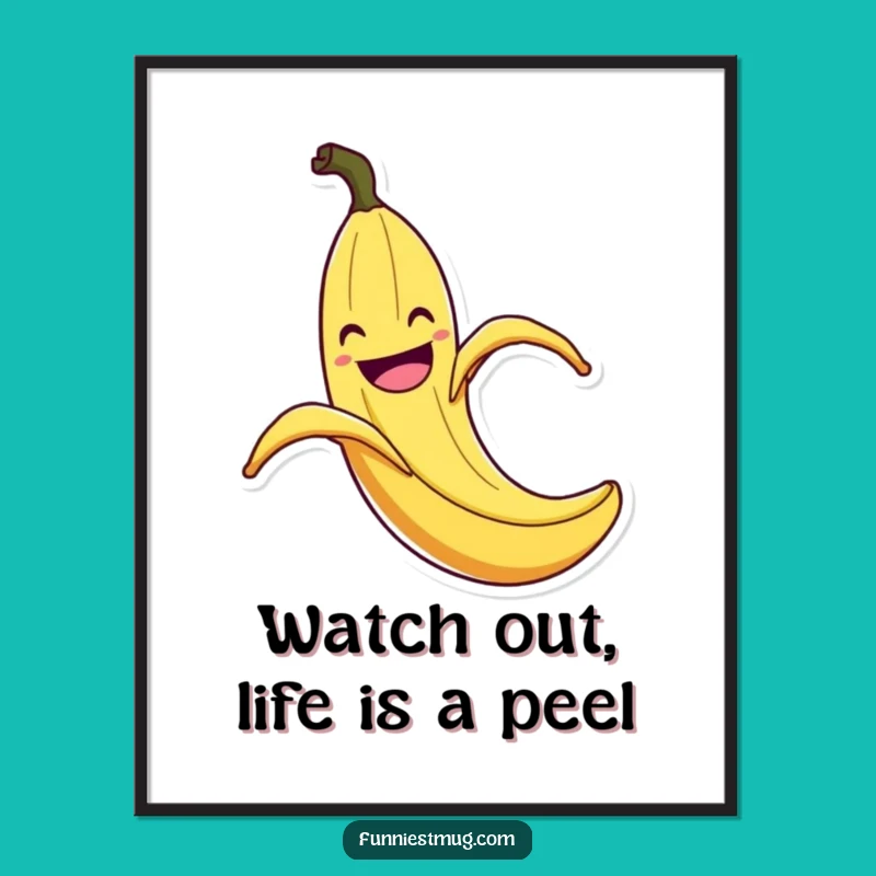 Funny Free Printable Wall Art: Slipping Banana Peel, Quirky Downloadable Decor