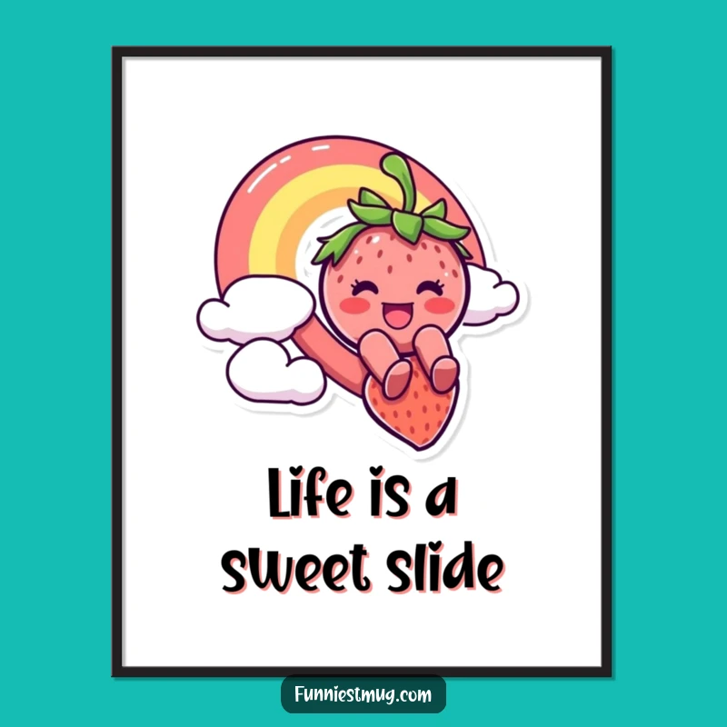 Funny Free Printable Wall Art: Strawberry Rainbow Slide Downloadable Decor
