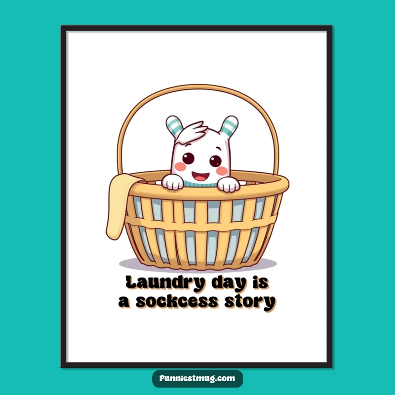 Funny Free Printable Wall Art: Cheeky Sock Puppet Laundry Basket Mischief Decor