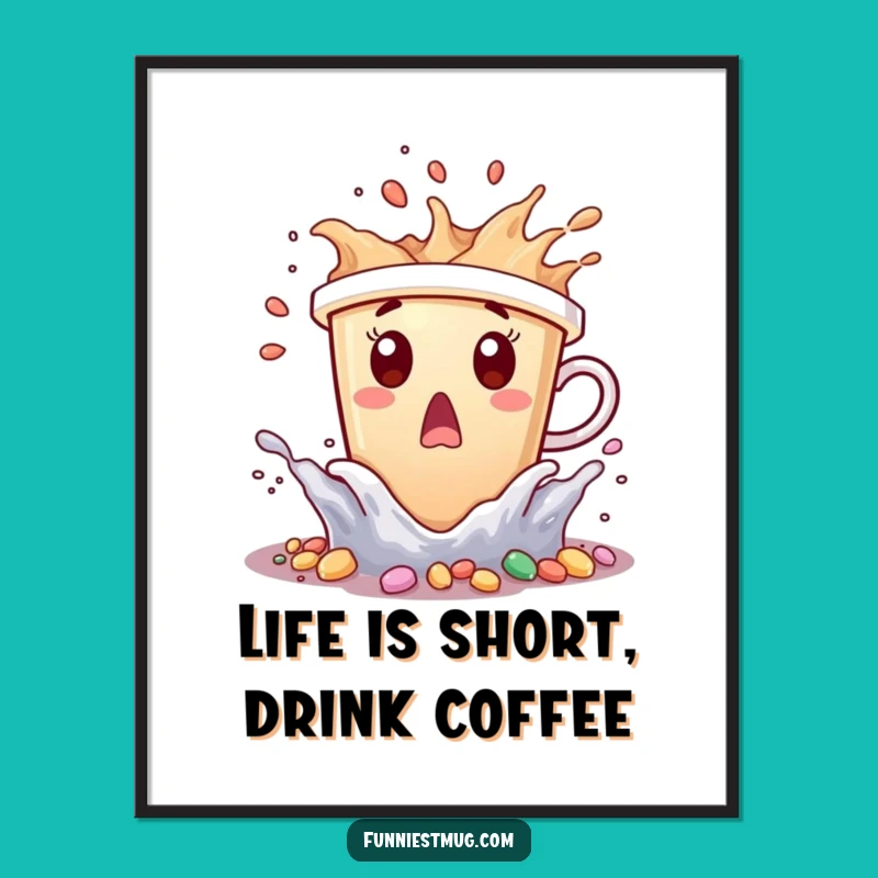 Free Printable Wall Art: Coffee Candy Splash - Funny Decor, Downloadable Gift
