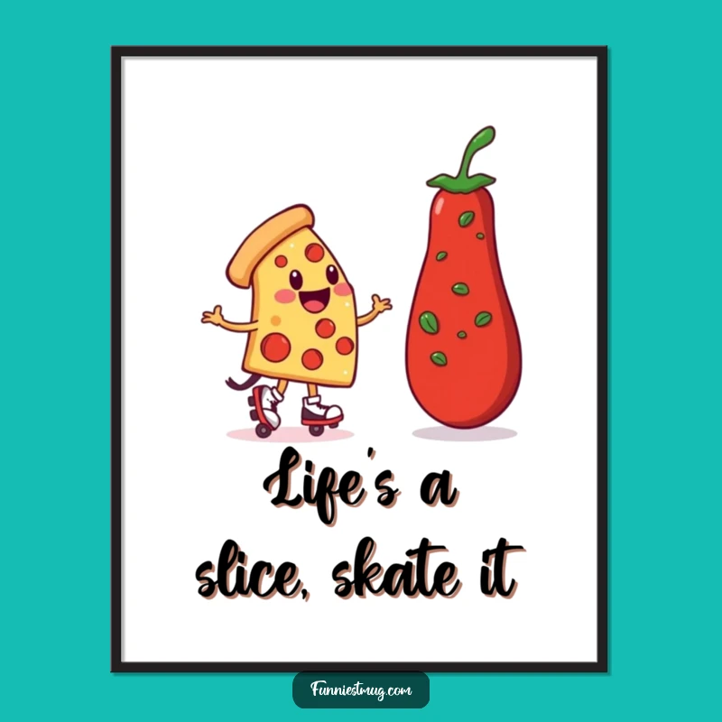 Funny Free Printable Wall Art: Wobbly Pizza Skater Adventure Downloadable Decor!