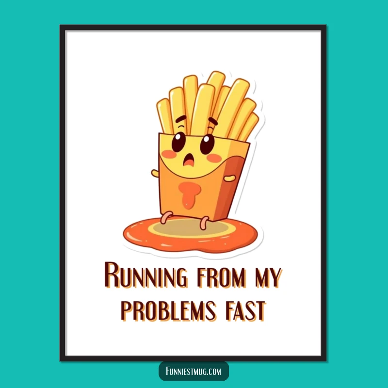 Funny Free Printable Wall Art: Fry Escape Ketchup Art