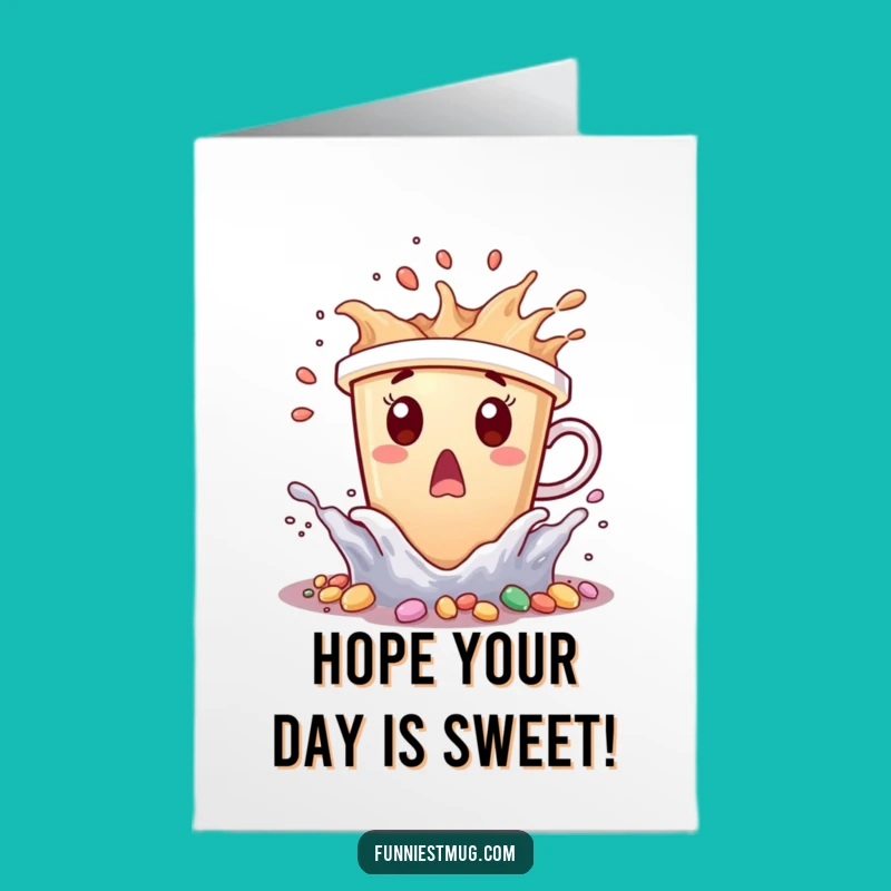 Free Printable Birthday Card: Coffee Splash Surprise - Funny Downloadable Gift