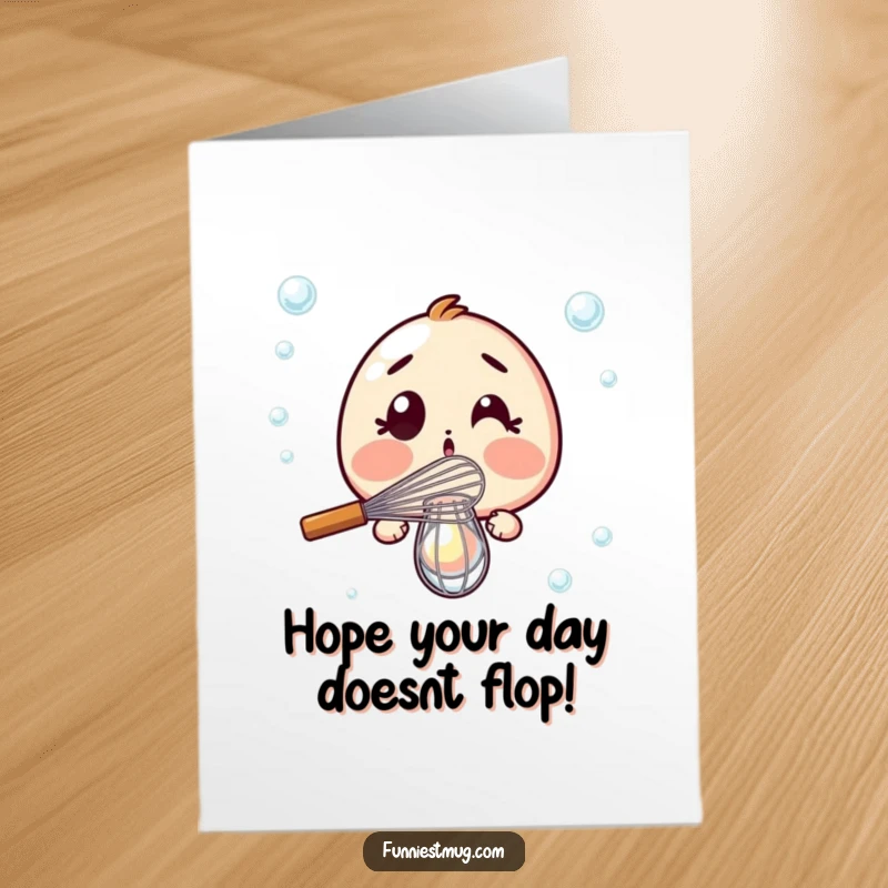 Funny Free Printable Birthday Card: Wide-eyed whisk looking shocked at its inability to whisk even one tiny bubble.