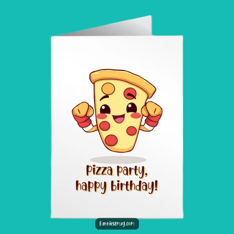 Free Printable Birthday Card: Pizza Boxer Flexing, Funny Downloadable Gift