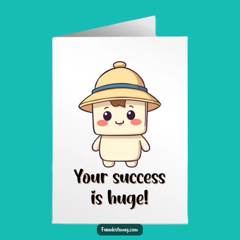 Free Printable Congrats Card: Blocky Character & Giant Hat - Funny Downloadable Surprise