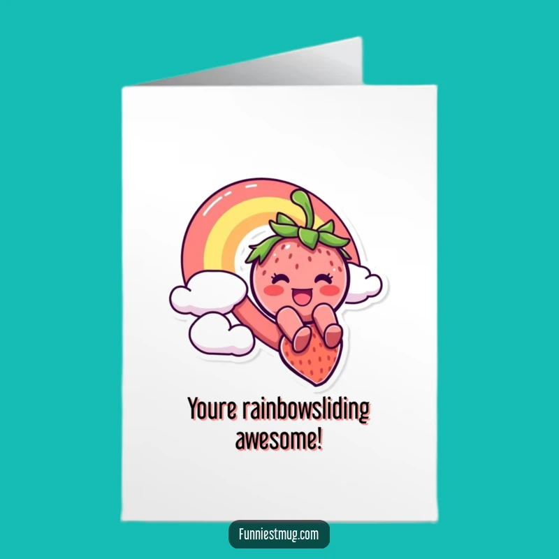 Free Printable Congrats Card: Humorous Strawberry Rainbow Slide Downloadable Greeting