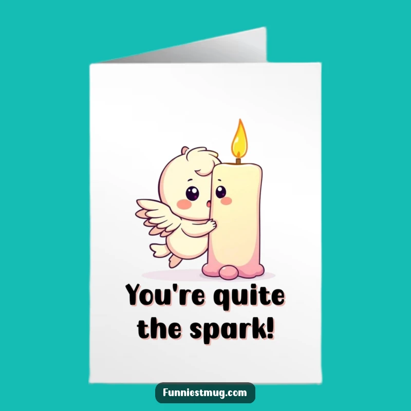 Free Printable Congrats Card: Winged Character & Candle - Funny Downloadable Celebration