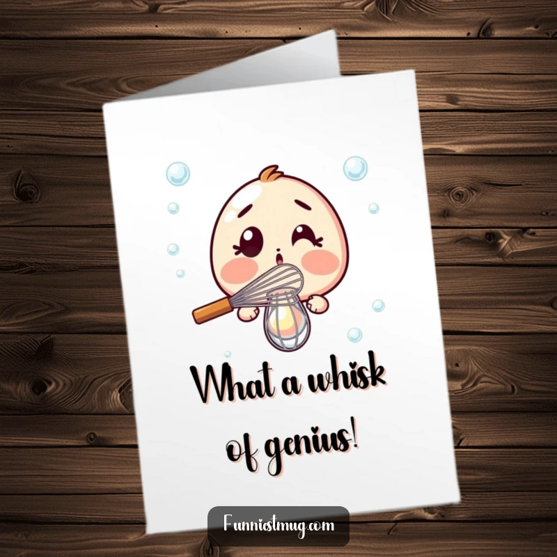Funny Free Printable Congratulations Card: Shocked whisk stares blankly, failing spectacularly to create any bubbles.