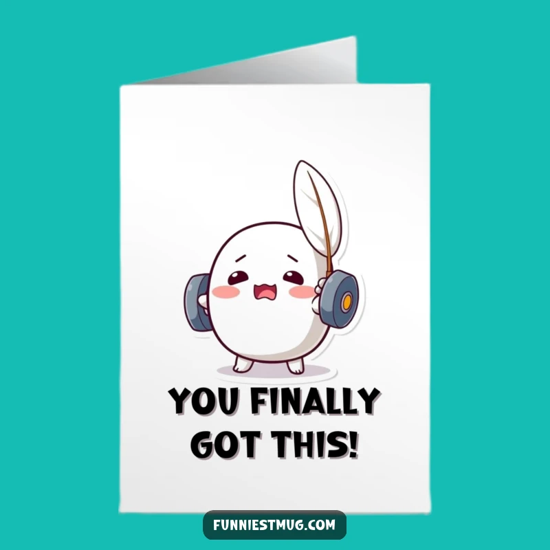 Free Printable Kawaii Dumbbell Congrats Card - Effort Over Outcome!