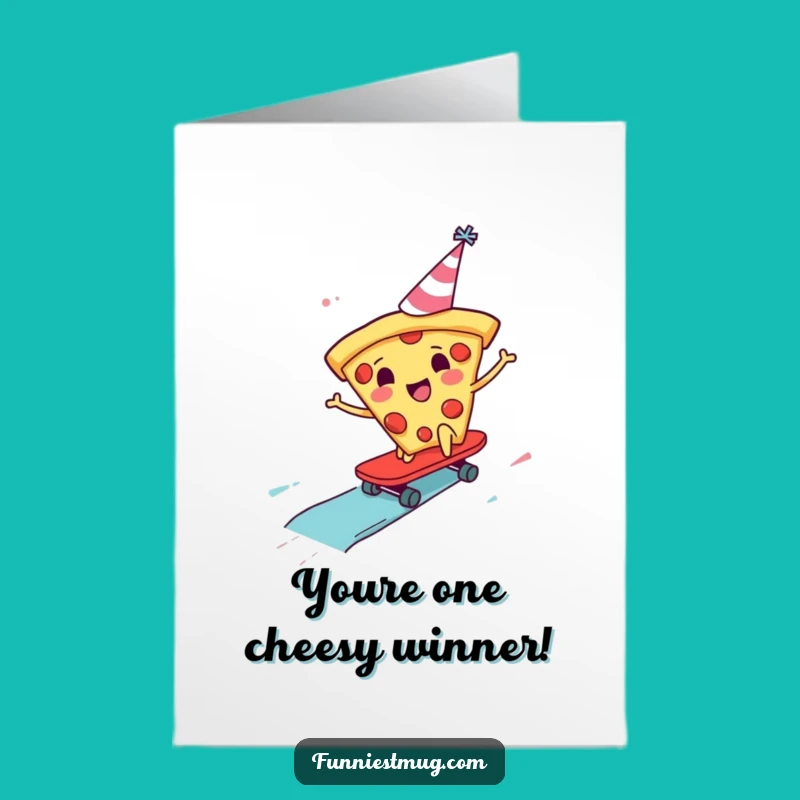 Free Printable Pizza Congrats Card: Funny Skater Pizza Gift, Instant Download