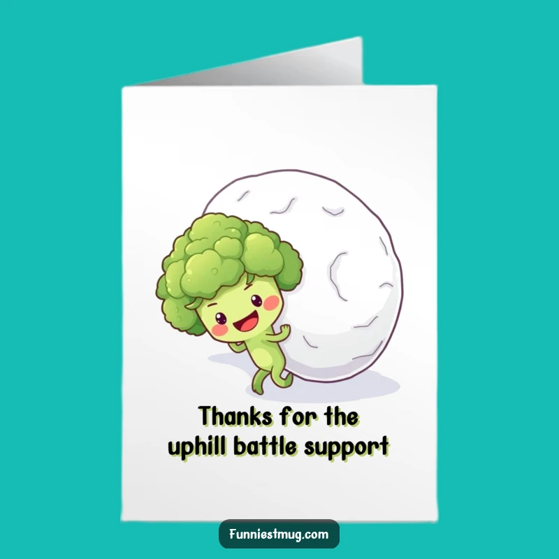 Free Printable Thank You Card: Broccoli's Snowy Gratitude - Funny Downloadable Appreciation Gift