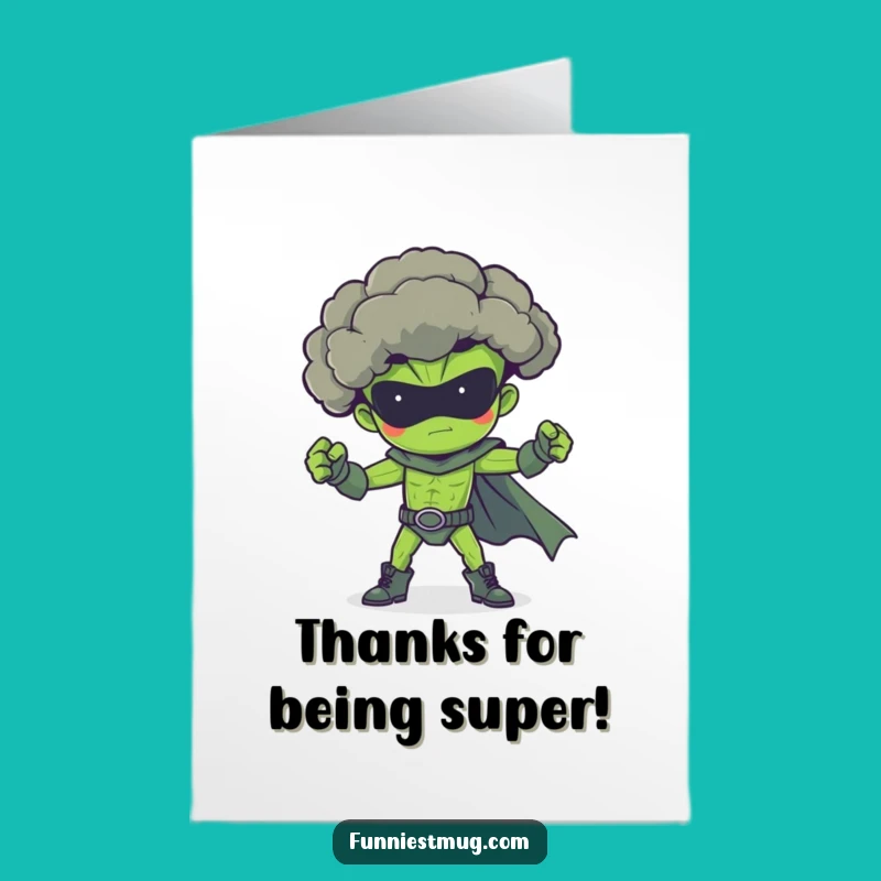 Free Printable Superhero Broccoli Thank You Card - Funny Downloadable Gratitude Gift