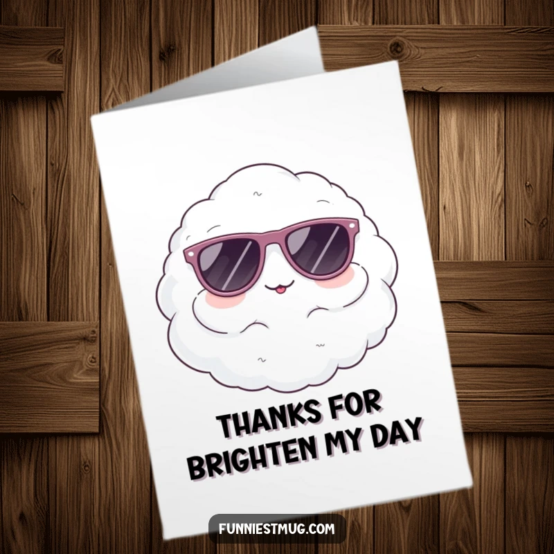 Funny Free Printable Thank You Card: Cute cloud character comically sporting oversized sunglasses.