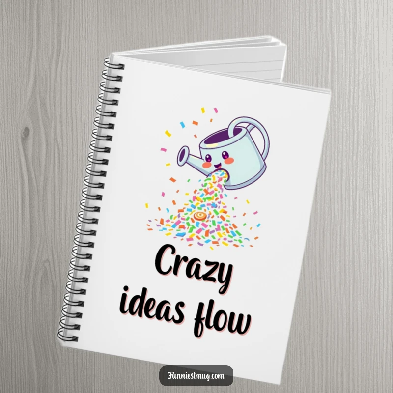 Funny Notebook: Giggling watering can pouring a cascade of colorful confetti, inspiring joyful planning.
