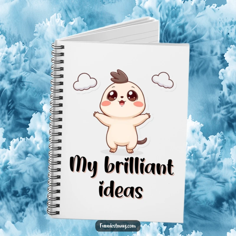 Funny Googly Eyed Creature Notebook cover with the creature hilariously juggling teacups, designed for notes and funny inspiration.