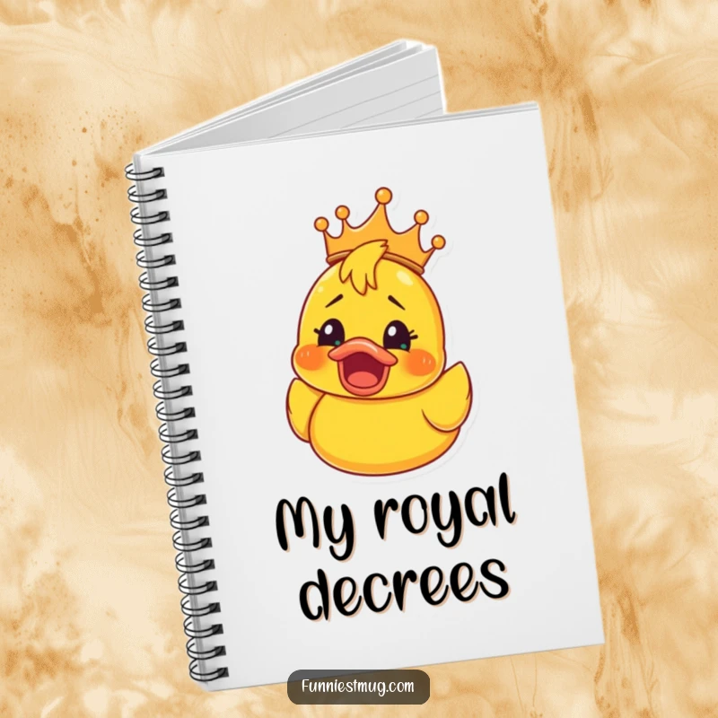 Funny Rubber Ducky Crown Notebook: Journal with a rubber ducky wearing a crown, eyes wide with shocked happiness, perfect for funny notes and ideas.