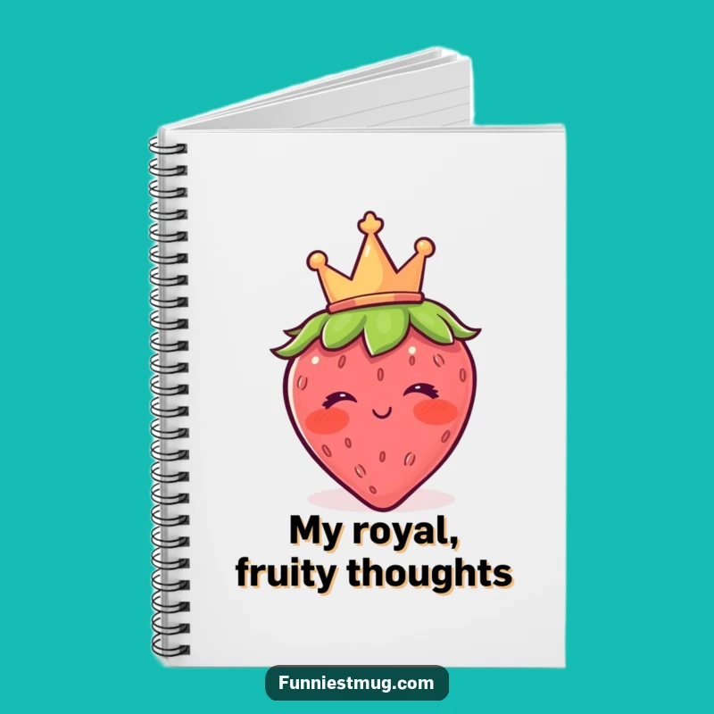 Funny Blushing Strawberry Crown Wink Notebook - Jot Down Royal Ideas Hilariously