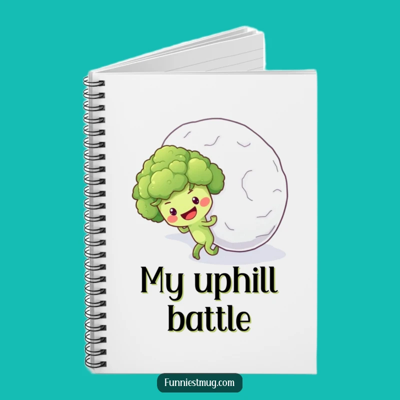 Funny Broccoli Snowball Notebook: Optimistic Veggie Uphill Journal