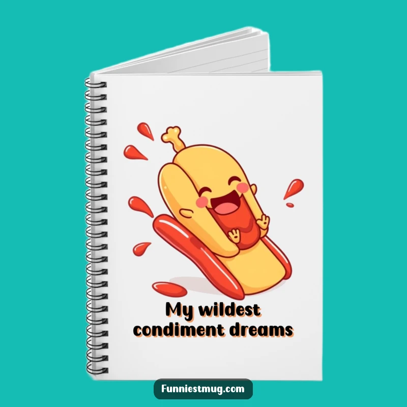 Funny Hot Dog Ketchup Slide Notebook - Capture Your Thoughts with Joyful Flair
