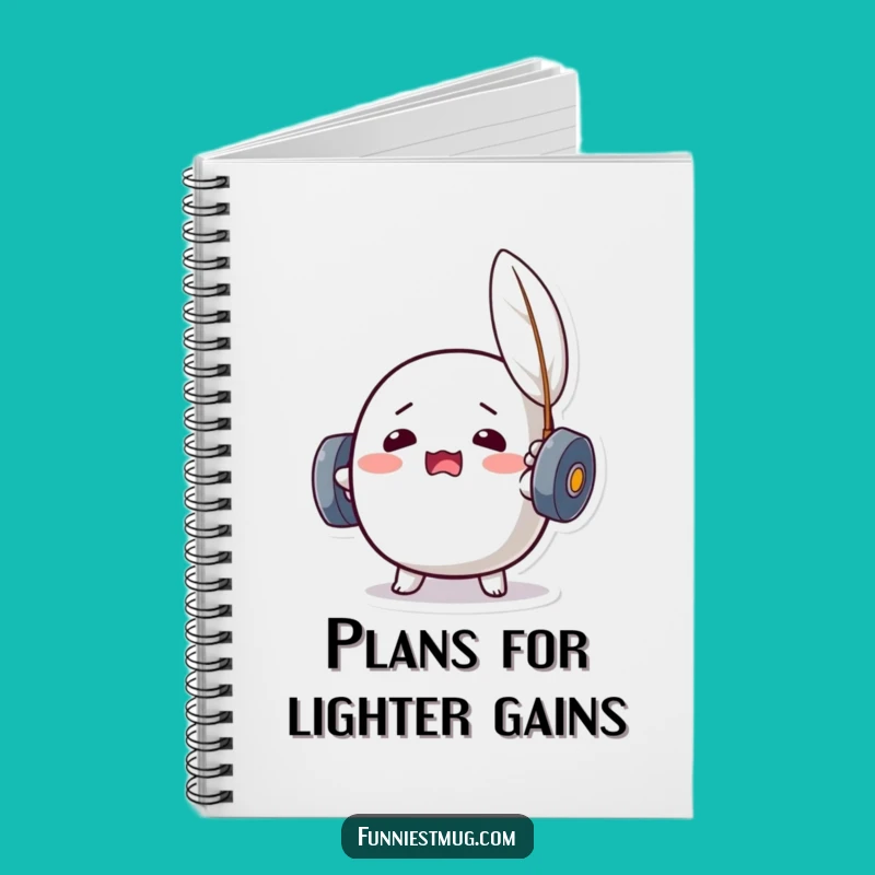 Funny Kawaii Dumbbell Feather Lift Notebook: Jot Down Your Gym Goals with Humor