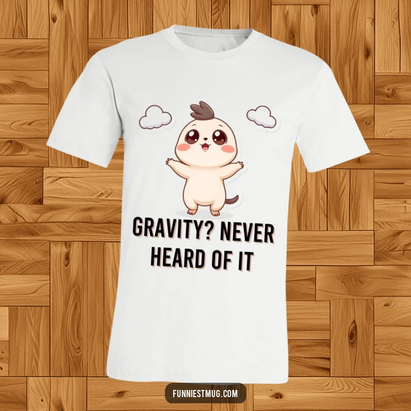 Funny Googly Eyed Creature T-Shirt, mid-juggle with three teacups, capturing a moment of delightful, chaotic energy and humor.