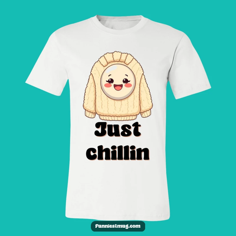 Funny Happy Button Sweater T-Shirt: Hilarious Faux Knit Humor Tee for Joyful Vibes