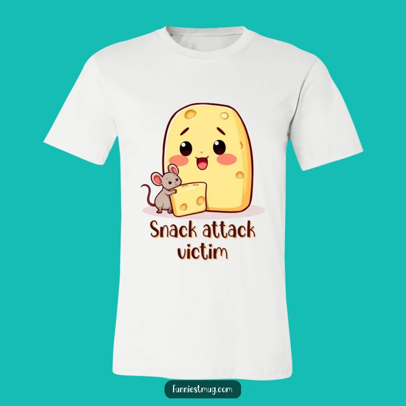 Funny Kawaii Cheese T-Shirt: Mouse Stealing Wedge Design