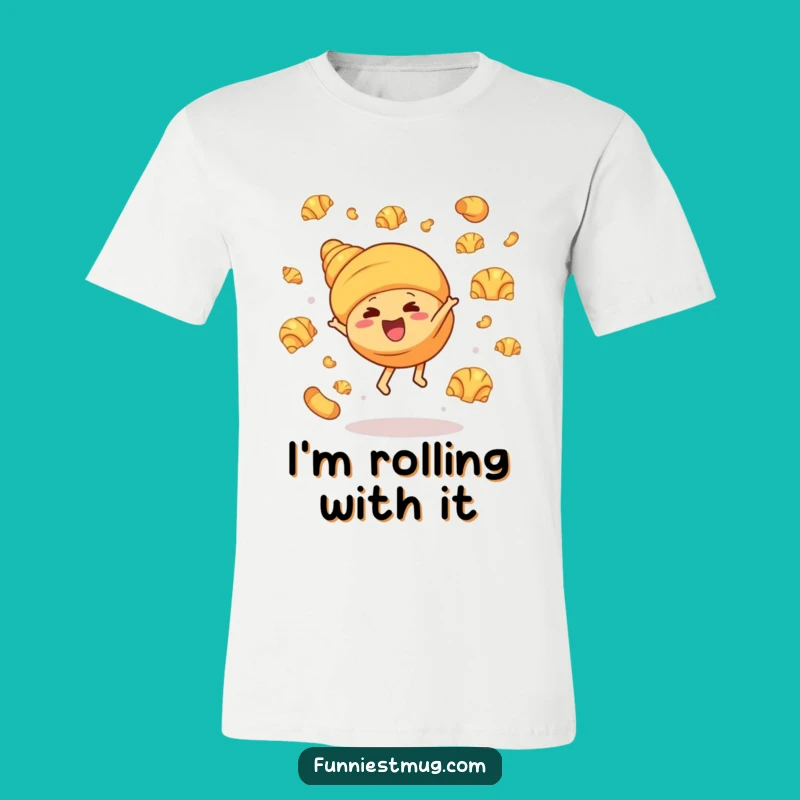Funny Croissant Cartwheel T-Shirt - Expressive and Hilarious Bakery Apparel