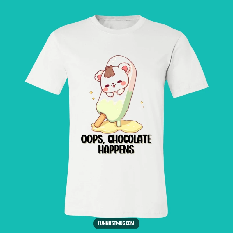 Funny Animal Chocolate Slip T-Shirt: Comical Sweet Disaster Tee