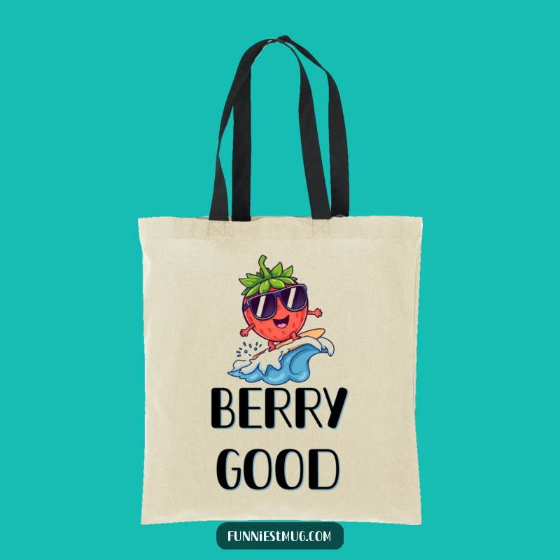 Funny Surfing Strawberry Sunglasses Tote Bag: Carry Your Laughs